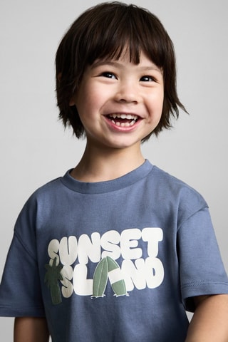 T-shirt imprimé manches courtes - Bleu