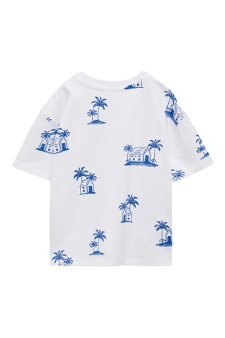 T-shirt imprimé palmiers - Blanc cassé