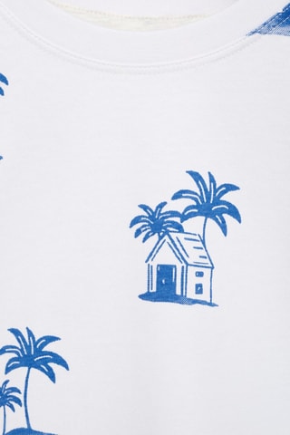 T-shirt imprimé palmiers - Blanc cassé