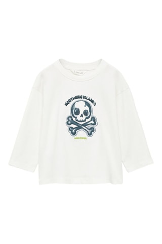 T-shirt coton imprimé - Blanc cassé