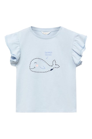 T-shirt brodé volants - Bleu clair