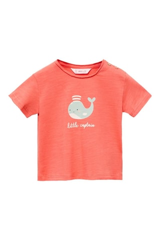 T-shirt en coton imprimé - Corail