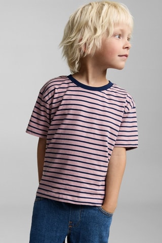 T-shirt coton à rayures - Rose pastel