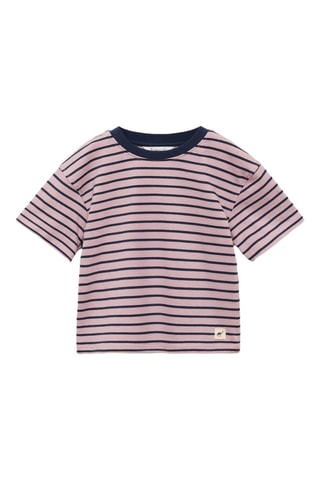 T-shirt coton à rayures - Rose pastel