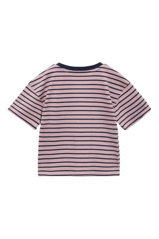 T-shirt coton à rayures - Rose pastel