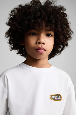 T-shirt coton imprimé - Blanc cassé