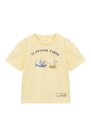 T-shirt coton imprimé motif - Jaune