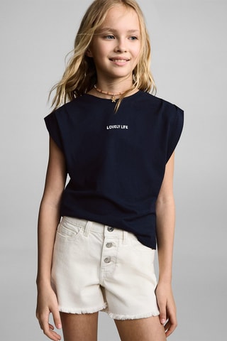 T-shirt message plis épaules - Blanc cassé