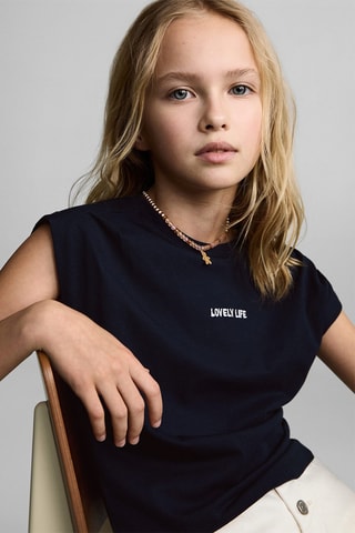 T-shirt message plis épaules - Blanc cassé