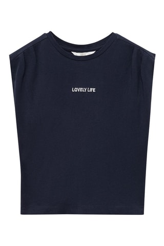 T-shirt message plis épaules - Blanc cassé