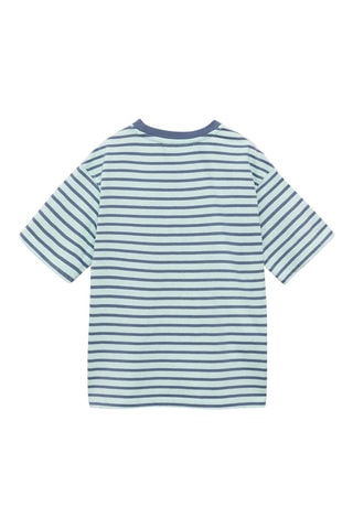 T-shirt à rayures col contrastant - Vert pastel