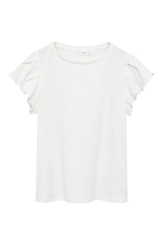 T-shirt volants manches courtes - Blanc cassé