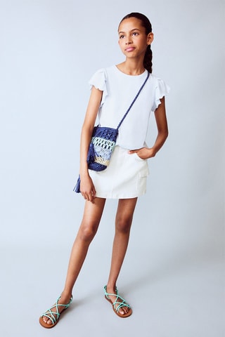 T-shirt volants manches courtes - Blanc cassé