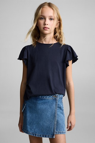 T-shirt volants manches courtes - Blanc cassé