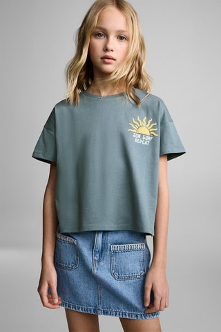 T-shirt imprimé relief - Bleu pétrole