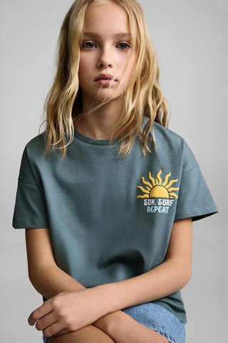 T-shirt imprimé relief - Bleu pétrole