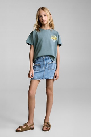 T-shirt imprimé relief - Bleu pétrole