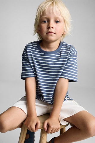 T-shirt coton à rayures - Vert pastel