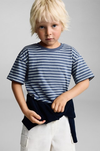 T-shirt coton à rayures - Vert pastel