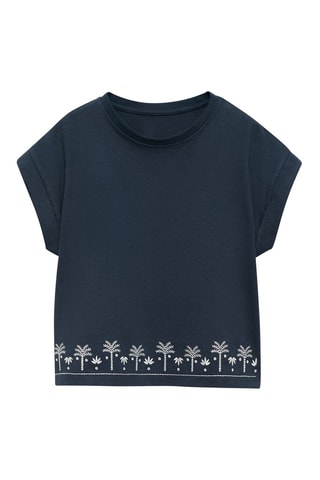 T-shirt manches courtes brodé - Bleu marine