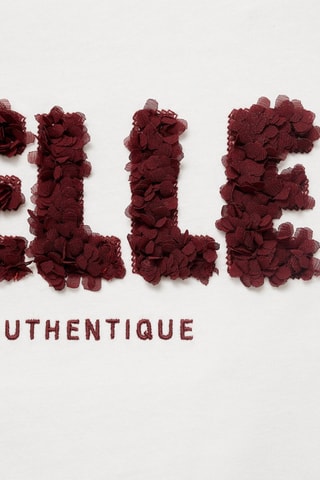 T-shirt message relief - Blanc cassé