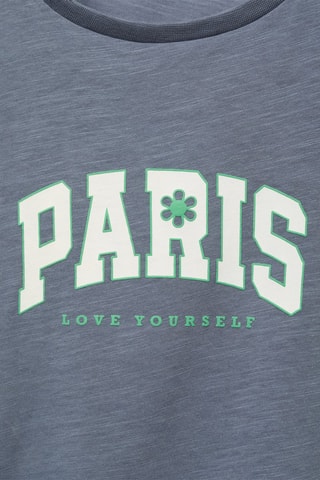 T-shirt crop imprimé - Bleu