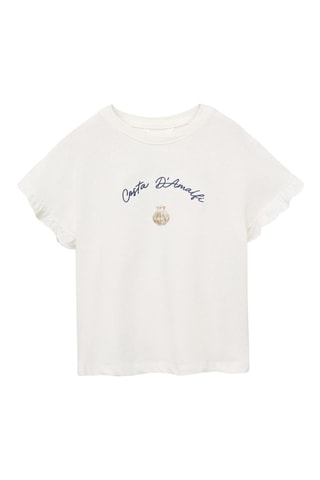 T-shirt brodé volants - Blanc cassé