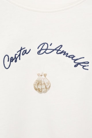 T-shirt brodé volants - Blanc cassé