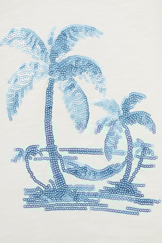 T-shirt imprimé palmiers - Blanc cassé