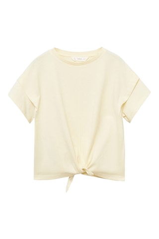 T-shirt coton détail noeud - Blanc cassé