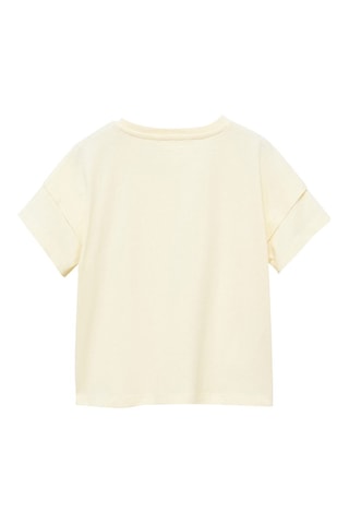 T-shirt coton détail noeud - Blanc cassé
