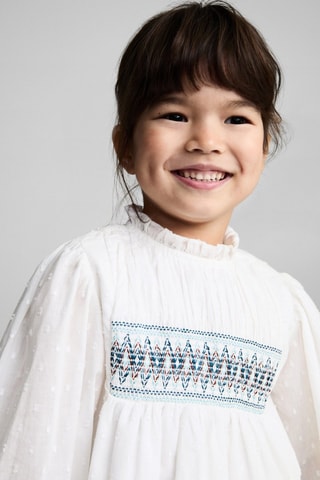 Blouse coton broderies - Blanc