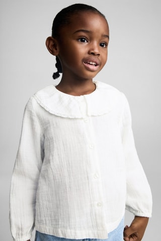 Blouse coton tissu plissé - Blanc