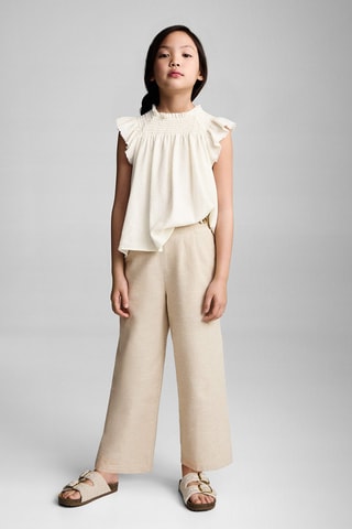 Blouse volantée lin - Blanc cassé