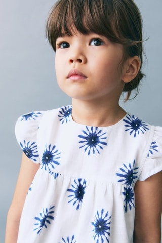 Blouse en coton imprimée - Blanc