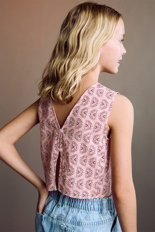Blouse imprimée boutonnée - Rose