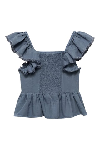 Blouse froncée volants - Bleu