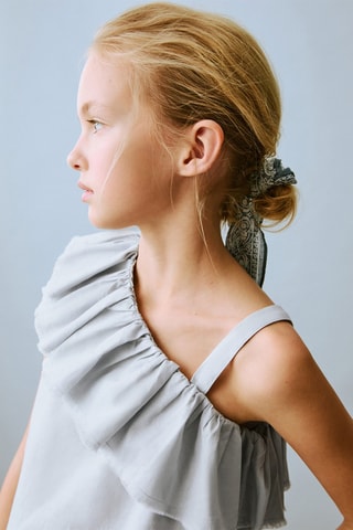 Blouse asymétrique en lin - Bleu clair