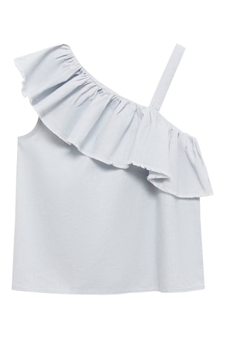 Blouse asymétrique en lin - Bleu clair