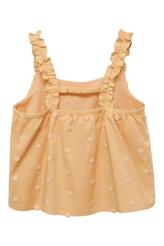 Blouse brodée froncée - Moutarde