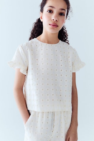 Blouse broderie anglaise - Beige