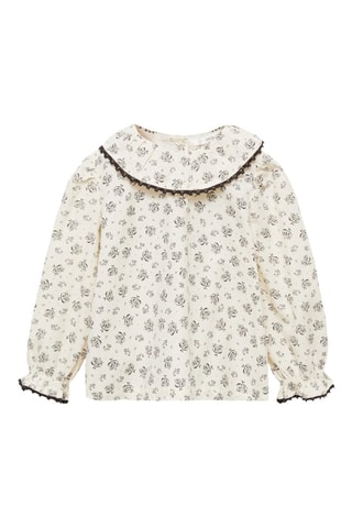 Blouse à fleurs coton - Ecru