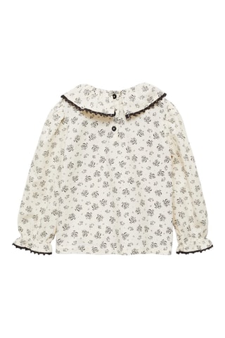 Blouse à fleurs coton - Ecru