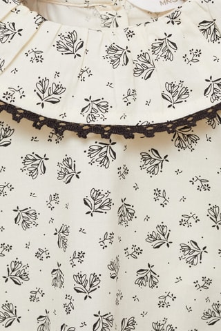 Blouse à fleurs coton - Ecru