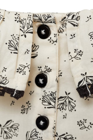 Blouse à fleurs coton - Ecru
