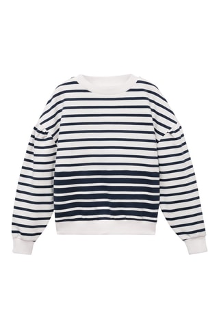 Sweat-shirt imprimé rayures - Bleu marine
