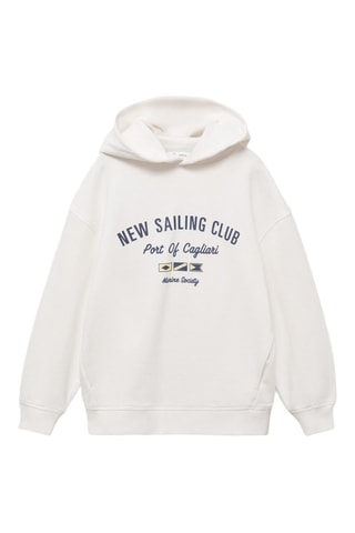 Sweat-shirt capuche message - Blanc cassé