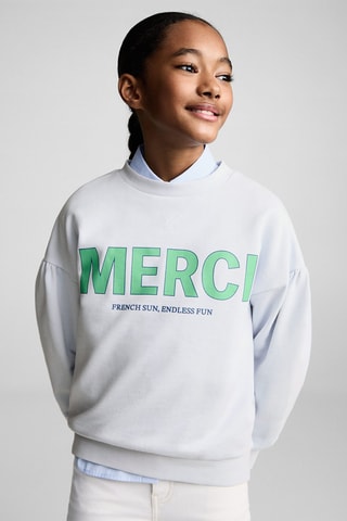 Sweater coton message - Bleu clair