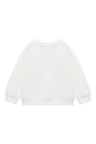 Sweat-shirt coton détails brodés - Blanc cassé