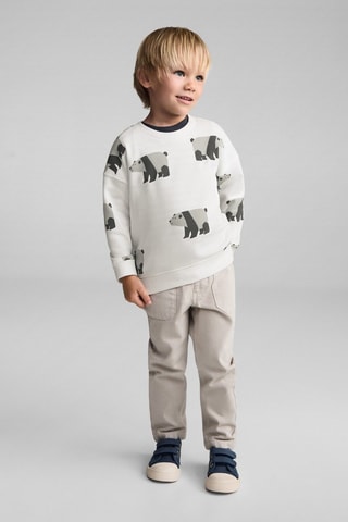 Sweat-shirt imprimé ours - Blanc cassé